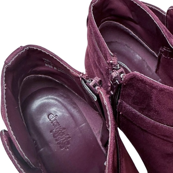 Faux Suede Heeled Ankle Boots Booties Charlotte Russe Haro Dark Wine Women’s 10 - Picture 9 of 10